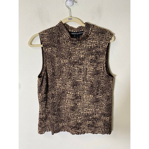 Gray Gray Sleavless Top. Brown/Camel Color. Sz L - Picture 1 of 3
